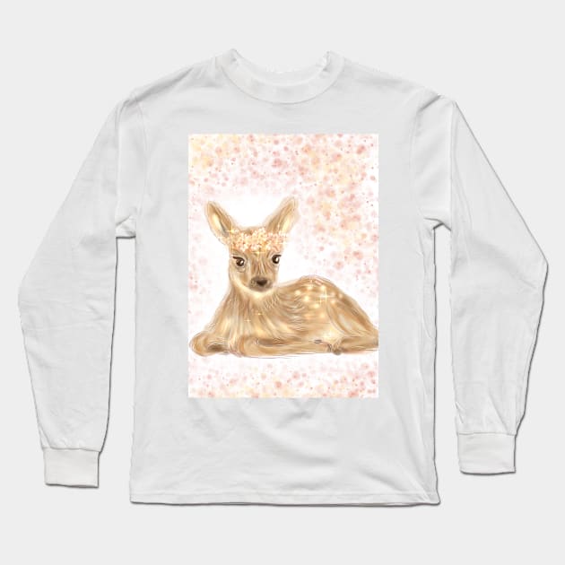 Cute Flower Deer Long Sleeve T-Shirt by nanaan.art